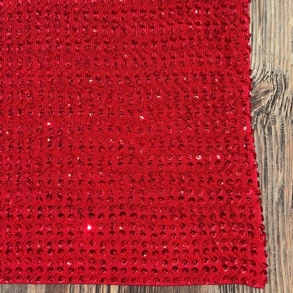 Quest-Ce Que C'est? Silk & Metallic V-Neck Tank Top Womens Lg Red Beads Sequins - Picture 7 of 11